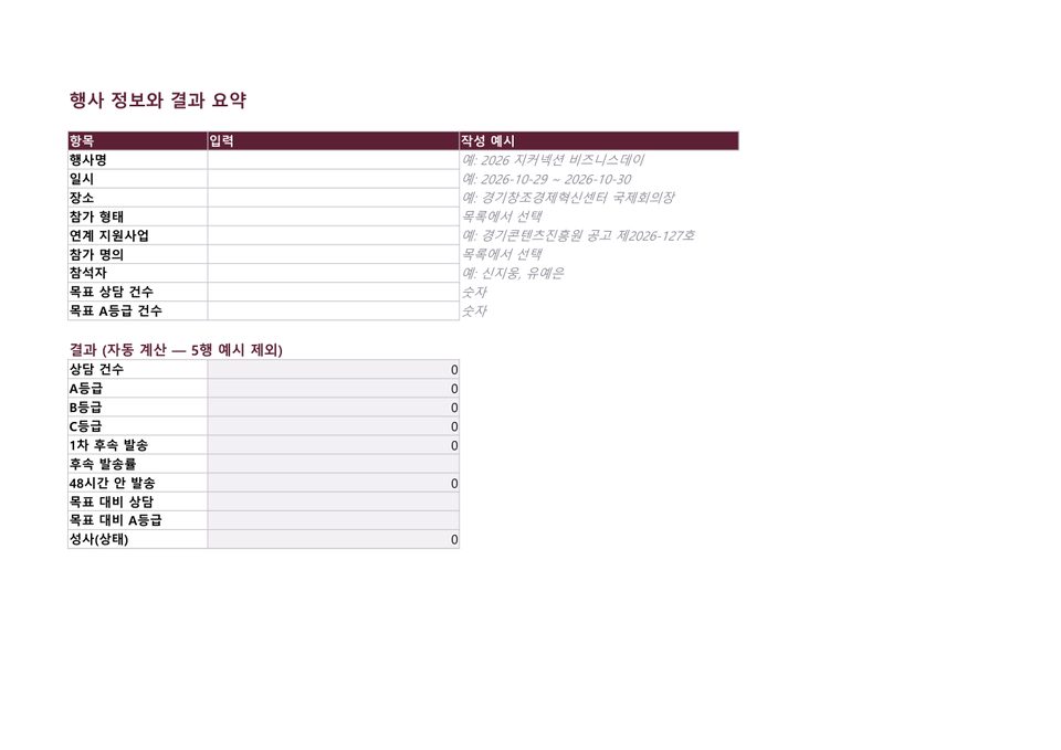 상담기록·후속관리 행사정보·결과 요약 미리보기